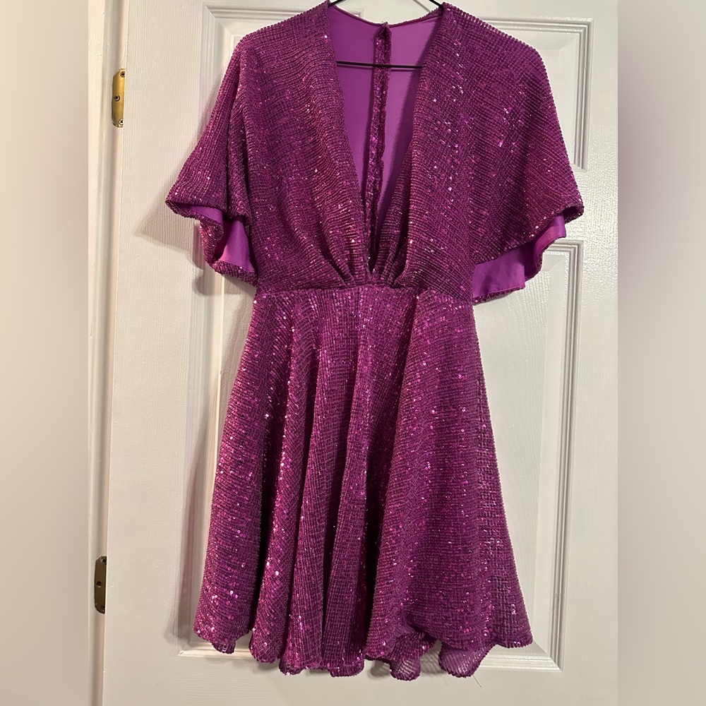 Jonathan Kanye pink/purple sequined prom/pageant cocktail dress